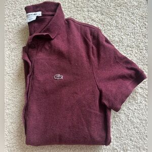 Lacoste Women’s Maroon Red Polo with Signature Crocodile Summery Beach Chic
